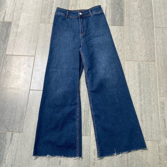Articles of Society Carine High Rise Wide Leg Relaxed Fit Raw Hem Jeans Size 26 - Picture 2 of 13